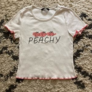 White With Pink Ruffles Baby Tee